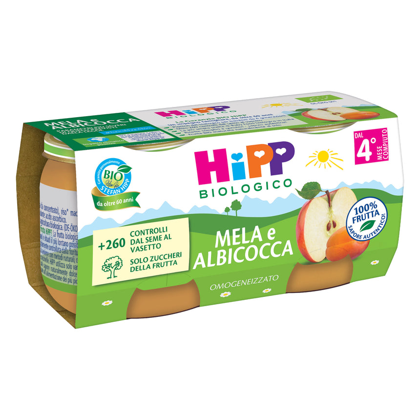 HiPP Omogeneizzato di Mela e Albicocca Bio 160 g (2x80 g)