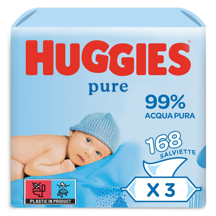 Huggies Salviette Pure 99% acqua Tripack 168 pezzi (3x56 pezzi)
