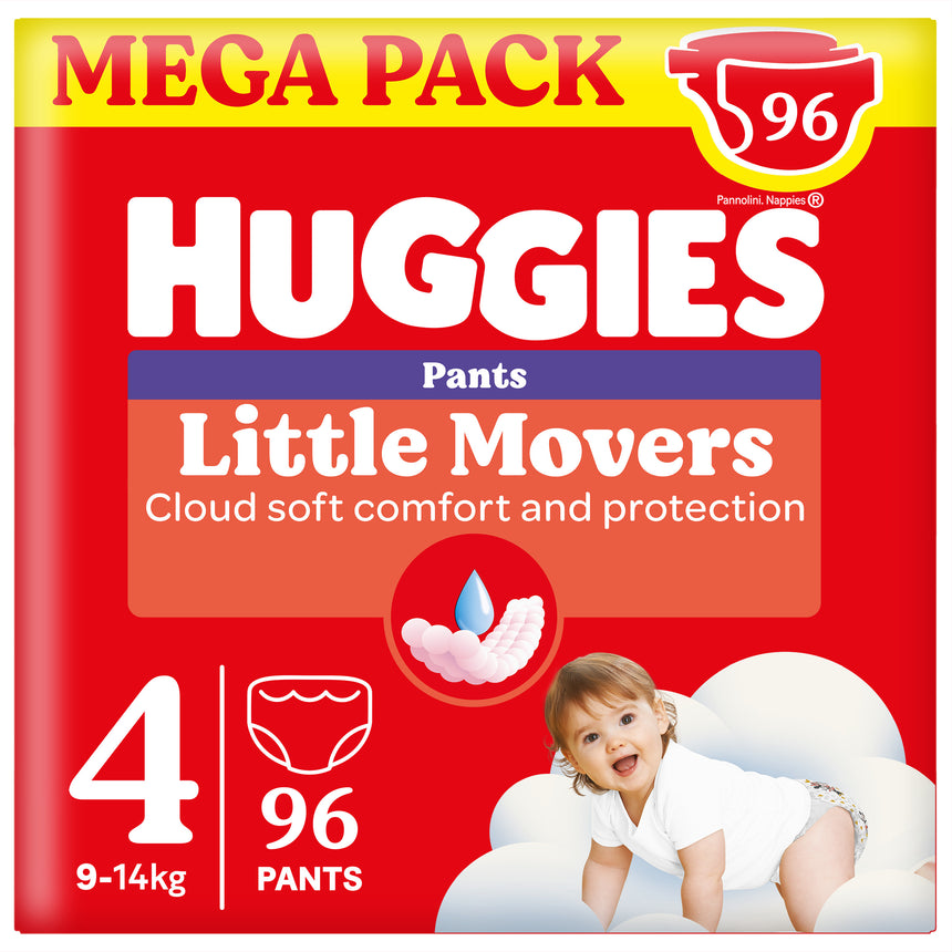 Huggies Mutandine Little Movers Taglia 4 (9-14 kg) Megapack 96 pezzi