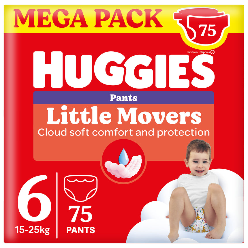 Huggies Mutandine Little Movers Taglia 6 (15-25 kg) Megapack 75 pezzi