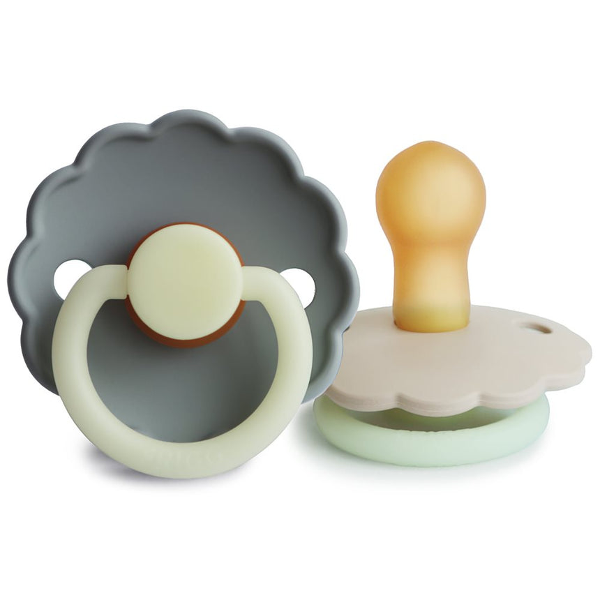 FRIGG Succhietto in caucciù Daisy Night 0-6 mesi 2 pezzi Cream Night/French Gray
