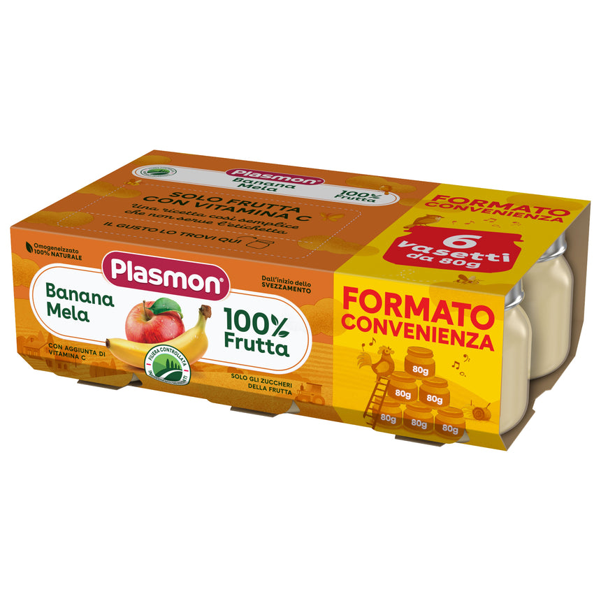 Plasmon Omogeneizzato di Banana e Mela 480 g (6x80 g)