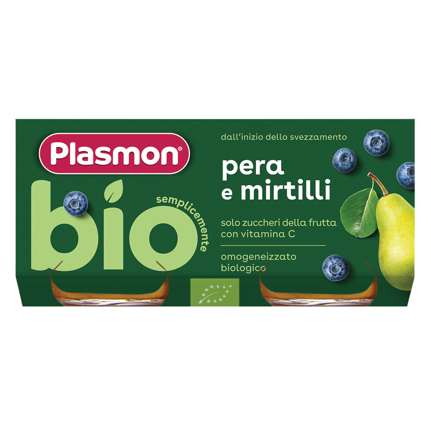 Plasmon Semplicemente Bio Omogeneizzato di Pera e Mirtilli Bio 160 g (2x80 g)
