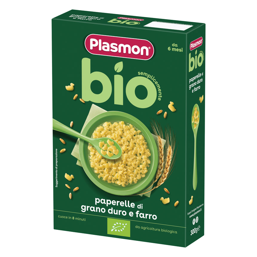 Plasmon Semplicemente Bio Pastina di Grano Duro e Farro Paperelle Bio 300 g