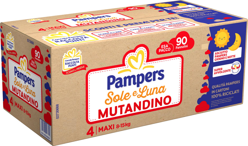 Pampers Mutandine Sole e Luna Taglia 4 (8-15 kg) Esapacco 90 pezzi