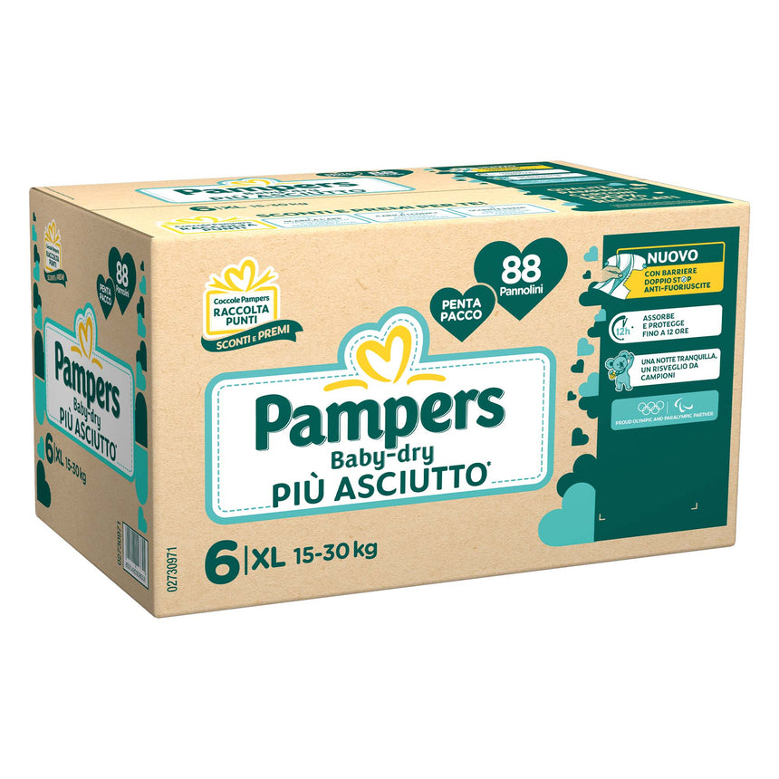 Pampers Pannolini Baby-Dry Taglia 6 (15-30 kg) Pentapacco 88 pezzi