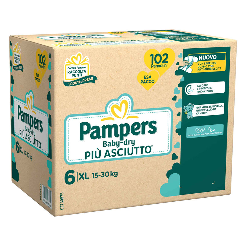 Pampers Pannolini Baby-Dry Taglia 6 (15-30 kg) Esapacco 102 pezzi