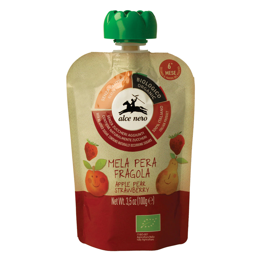 Alce Nero Merenda da spremere Mela, Pera e Fragola Bio 100 g