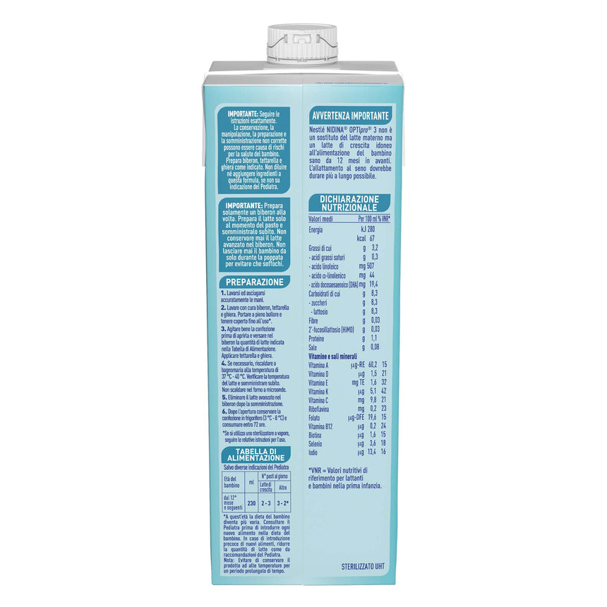 Nestlé Nidina Optipro Latte di Crescita 3 liquido 1 L