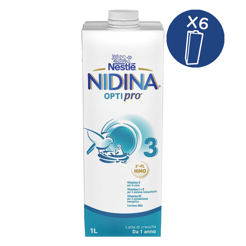 Nestlé Nidina Optipro Latte di Crescita 3 liquido 6 L (6x1 L)