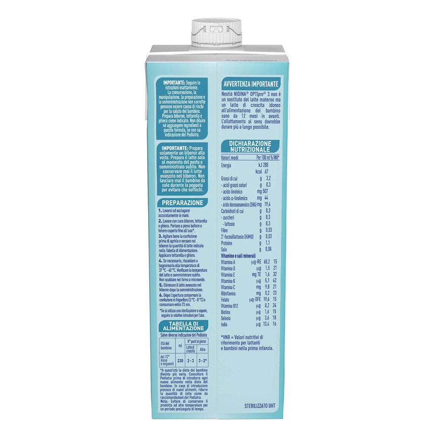 Nestlé Nidina Optipro Latte di Crescita 3 liquido 6 L (6x1 L)