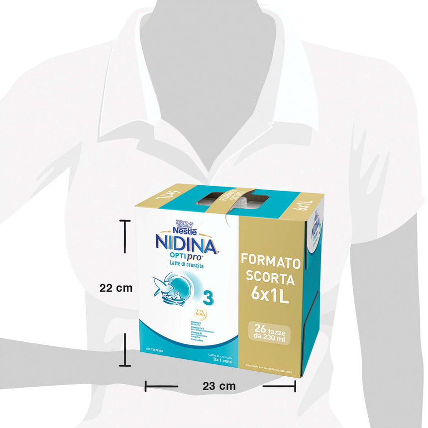 Nestlé Nidina Optipro Latte di Crescita 3 liquido 6 L (6x1 L)