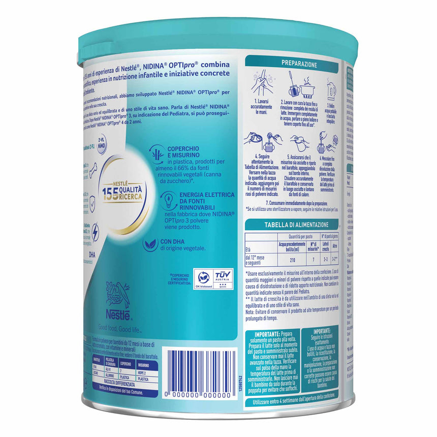 Nestlé Nidina Optipro Latte di Crescita 3 in polvere 800 g