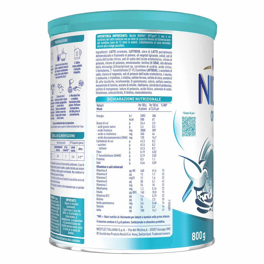 Nestlé Nidina Optipro Latte di Crescita 3 in polvere 800 g