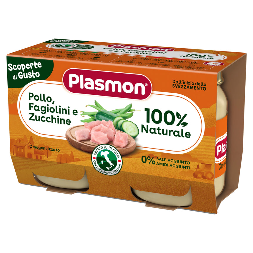 Plasmon Omogeneizzato di Pollo, Fagiolini e Zucchine 240 g (2x120 g)