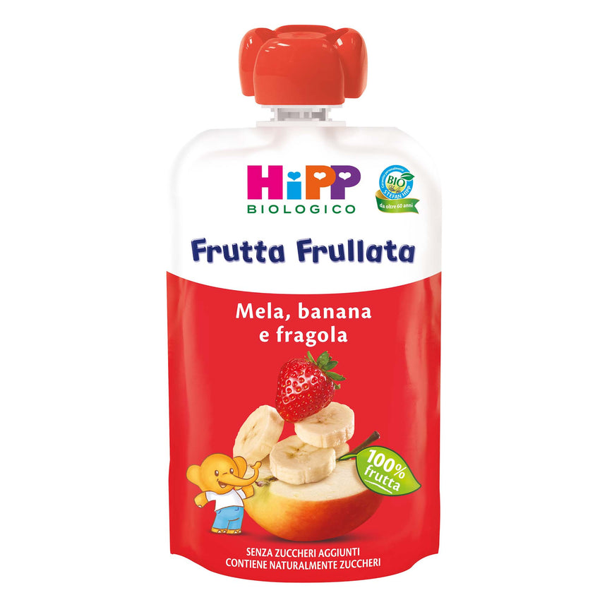 HiPP Merenda da spremere Mela, Banana e Fragola Bio 90 g