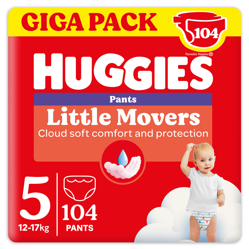 Huggies Mutandine Little Movers Taglia 5 (12-17 kg) Gigapack 104 pezzi