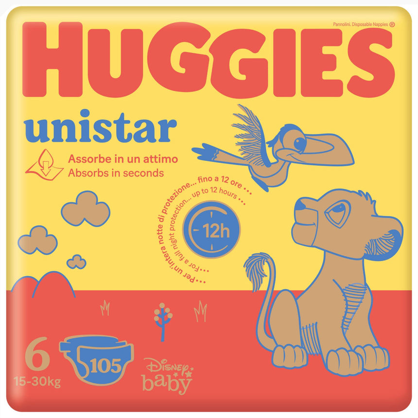Huggies Pannolini Unistar Taglia 6 (15-30 kg) Megapack 105 pezzi