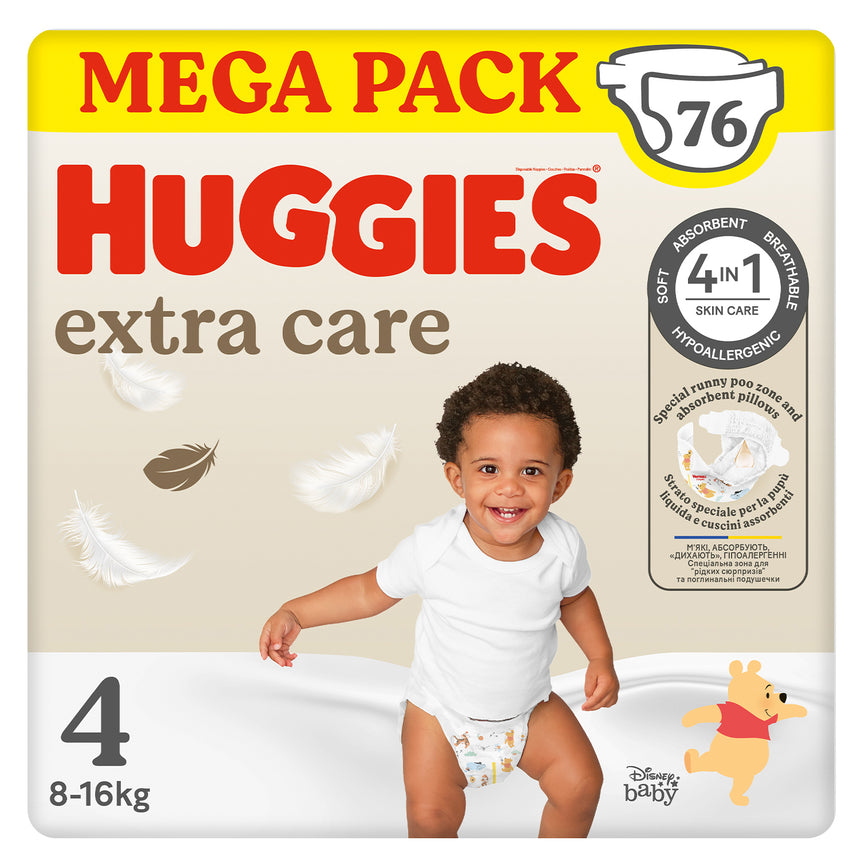 Huggies Pannolini Extra Care Taglia 4 (8-16 kg) Megapack 76 pezzi