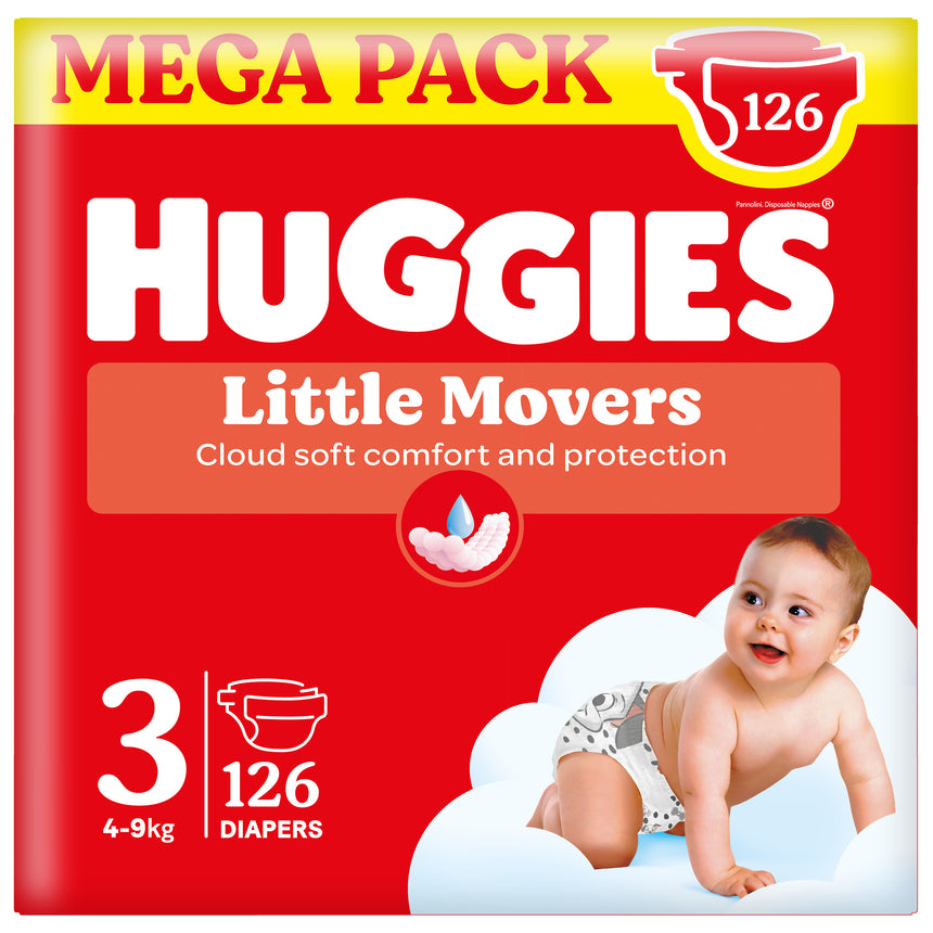 Huggies Pannolini Little Movers Taglia 3 (4-9 kg) Megapack 126 pezzi