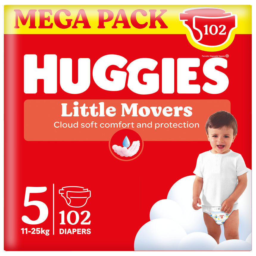 Huggies Pannolini Little Movers Taglia 5 (11-25 kg) Megapack 102 pezzi