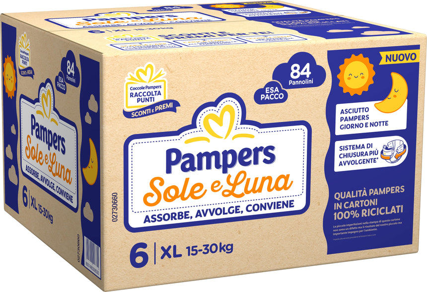 Pampers Pannolini Sole e Luna Taglia 6 (15-30 kg) Esapacco 84 pezzi