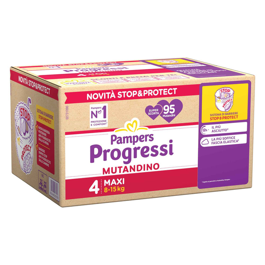 Pampers Mutandine Progressi Taglia 4 (8-15 kg) Pentapacco 95 pezzi