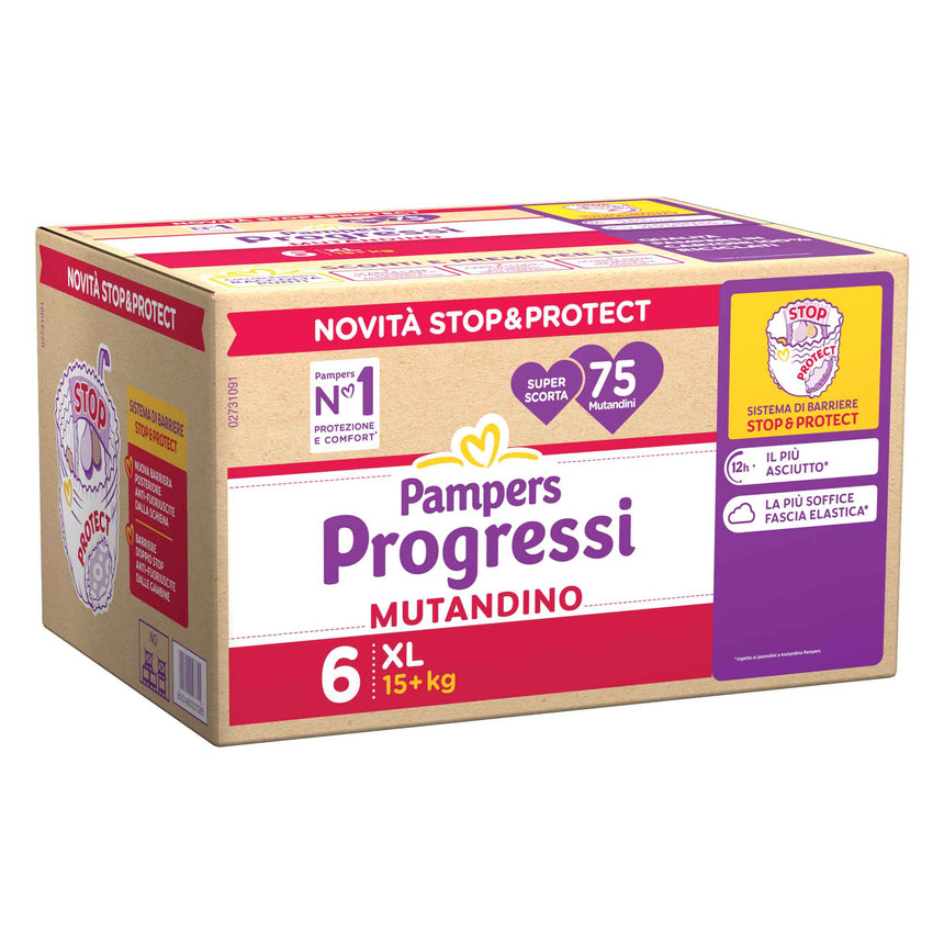 Pampers Mutandine Progressi Taglia 6 (+15 kg) Pentapacco 75 pezzi