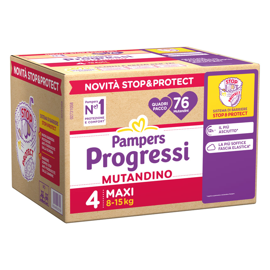 Pampers Mutandina Progressi Taglia 4 (8-15 kg) Quadripacco 76 pezzi