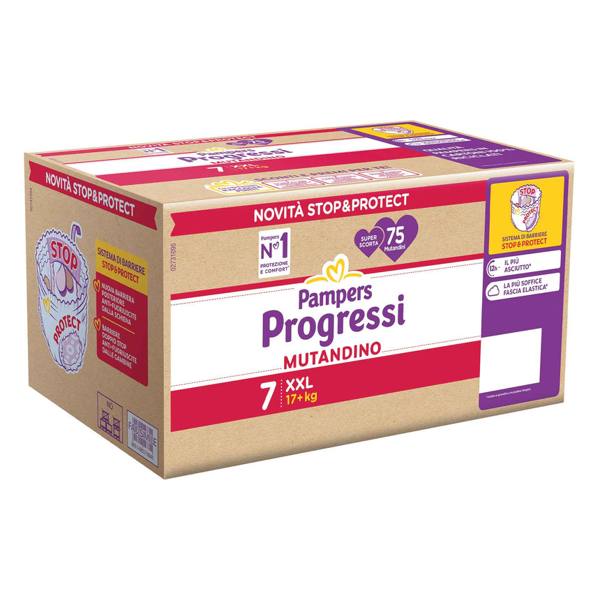 Pampers Mutandine Progressi Taglia 7 (+17 kg) Pentapacco 75 pezzi