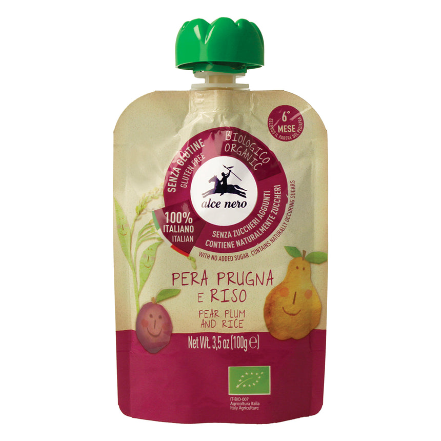 Alce Nero Merenda da spremere Pera, Prugna e Riso Bio 100 g