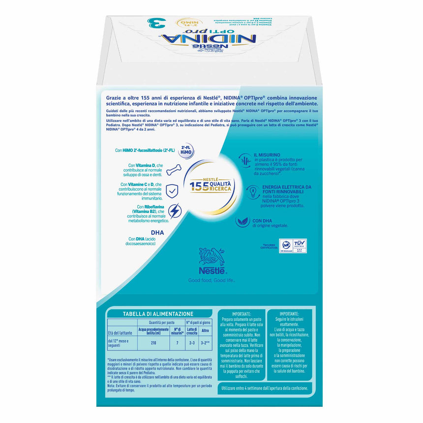 Nestlé Nidina Optipro Latte di Crescita 3 in polvere 1,2 kg (2x600 g)