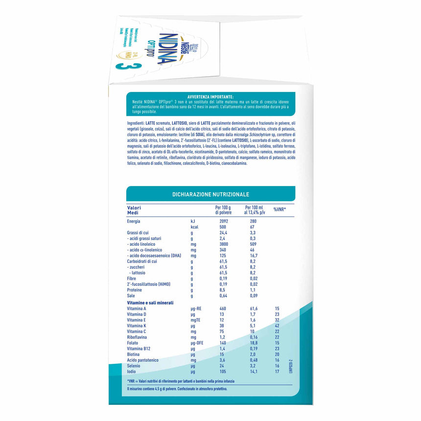 Nestlé Nidina Optipro Latte di Crescita 3 in polvere 1,2 kg (2x600 g)